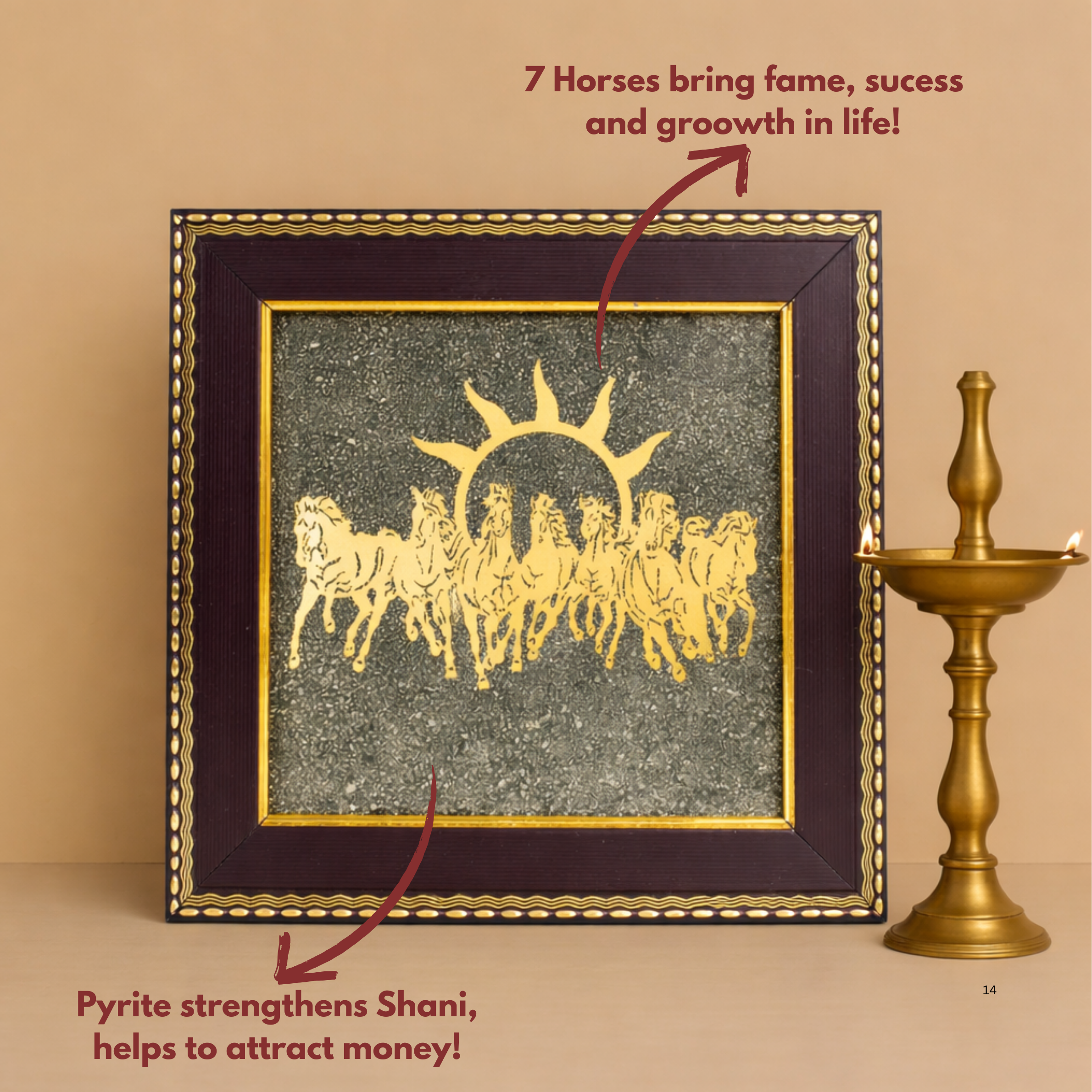 7 Horses Raw Pyrite Frame