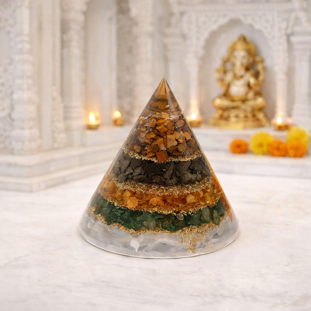 Dhan Prapti Cone with Selenite Base