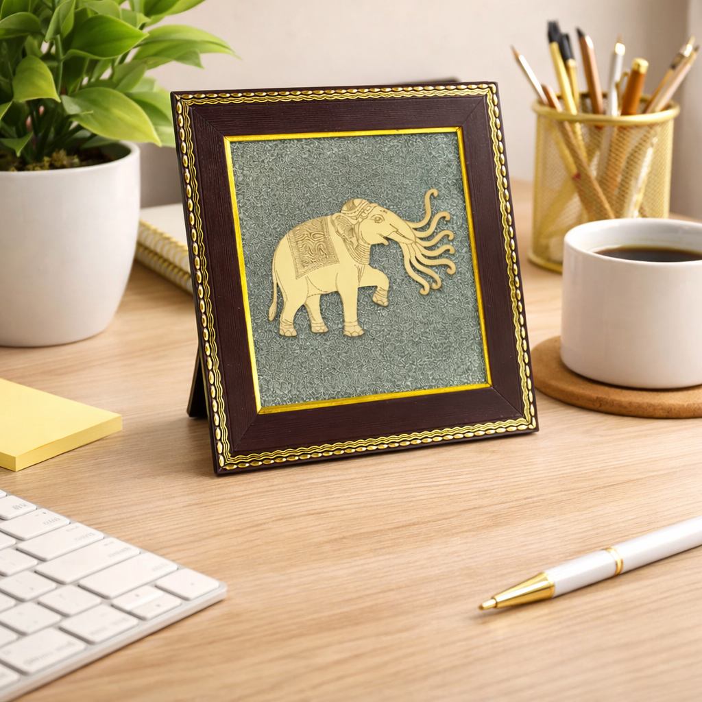 7 Trunk (Sund) Haathi on Raw Pyrite Frame