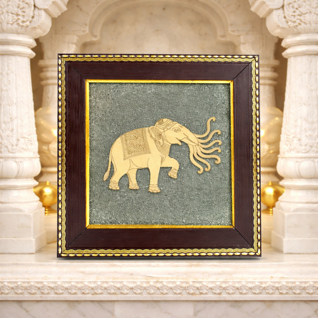 7 Trunk (Sund) Haathi on Raw Pyrite Frame