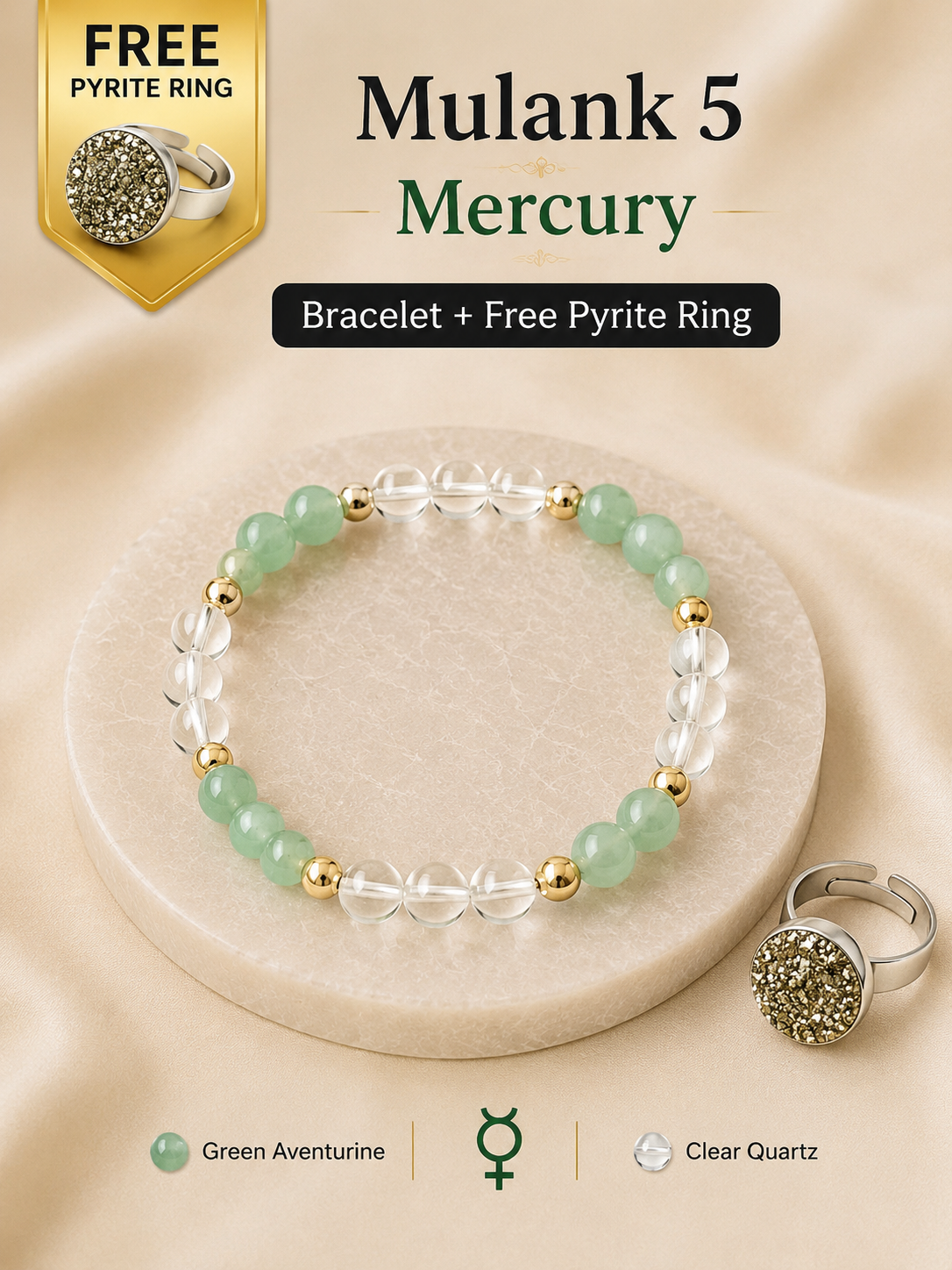 Mulank 5 (Green Aventurine + Clear Quartz)