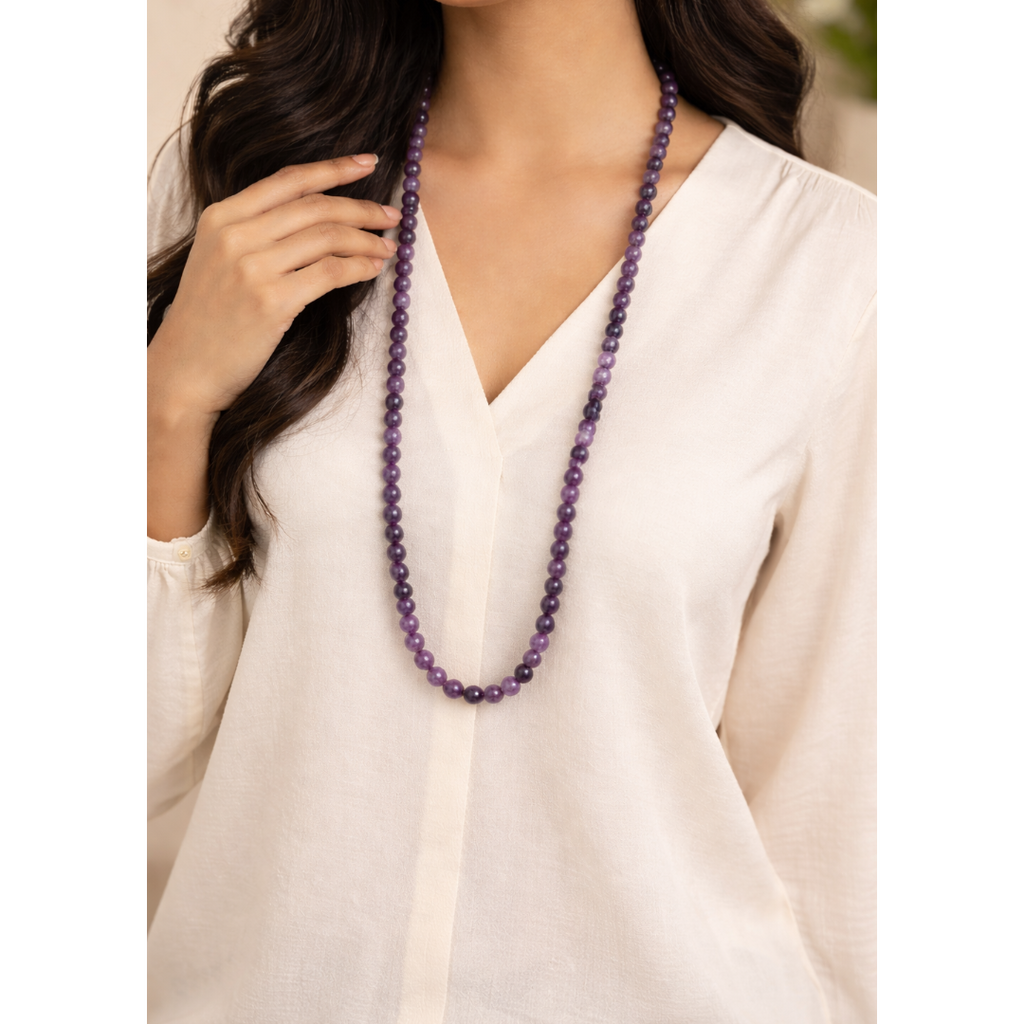 Amethyst Jaap Mala - 8mm || 108 Beads