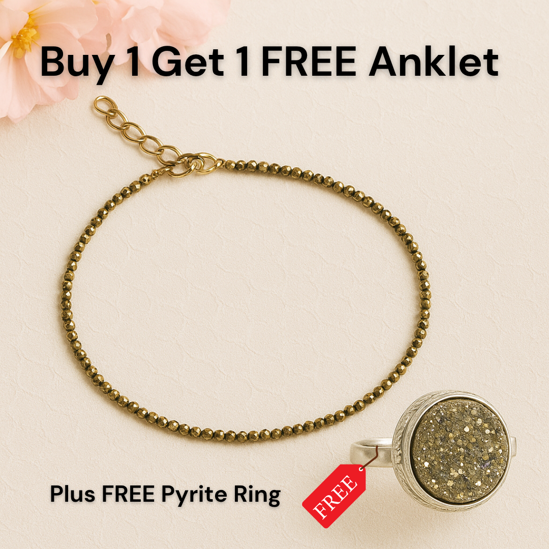 Buy 1 Get 1 FREE Pyrite Anklet + FREE Pyrite Ring ✨