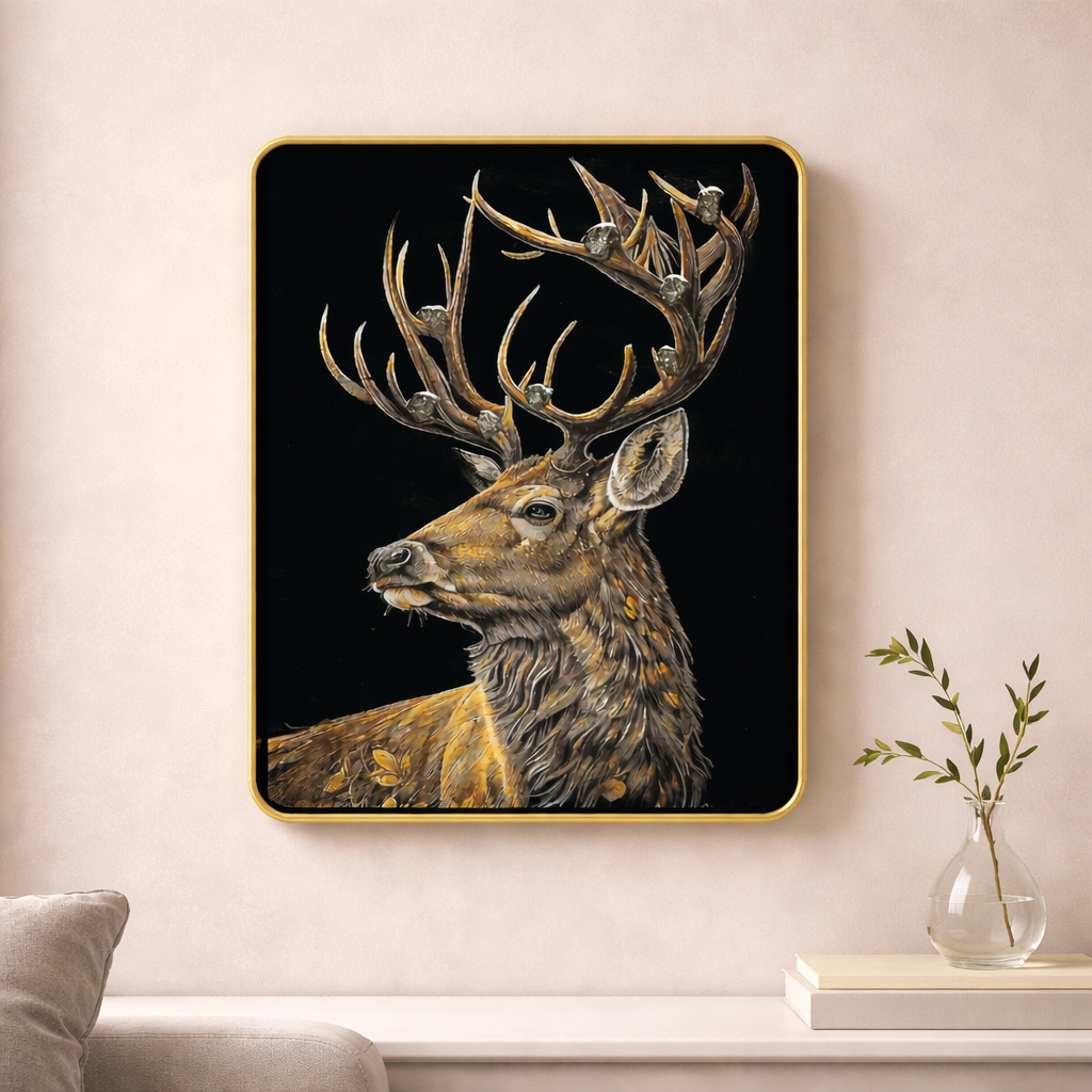 Golden Pyrite Deer Wall Art