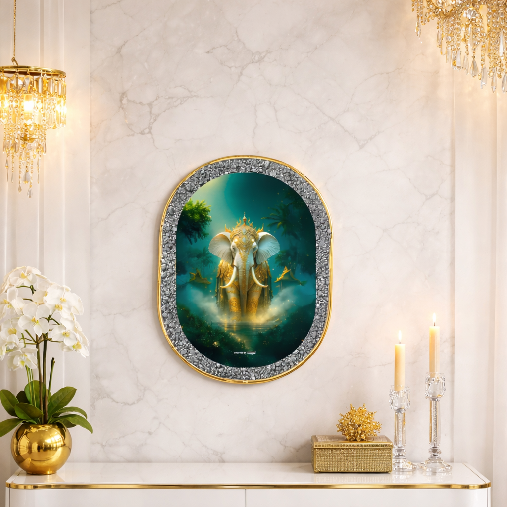 Divine White Elephant Prosperity Pyrite Plate