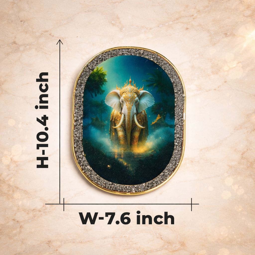 Divine White Elephant Prosperity Pyrite Plate