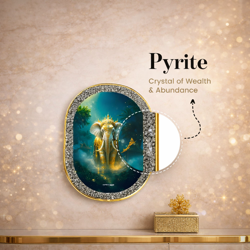 Divine White Elephant Prosperity Pyrite Plate