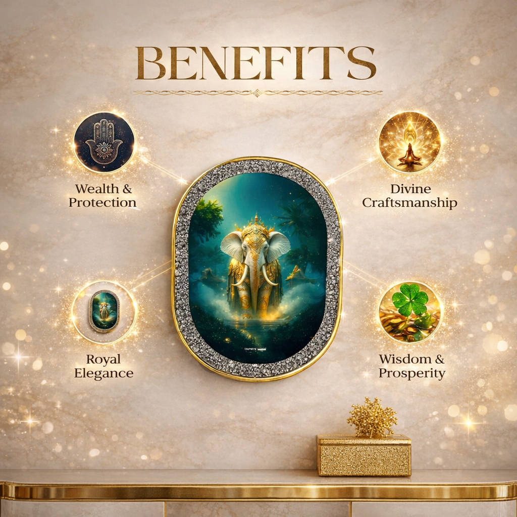 Divine White Elephant Prosperity Pyrite Plate