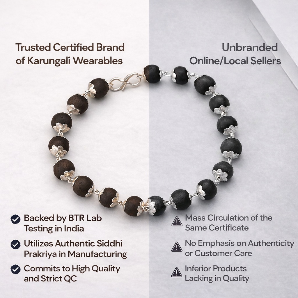 Karungali Beads Bracelet for Men (Silver Plated)