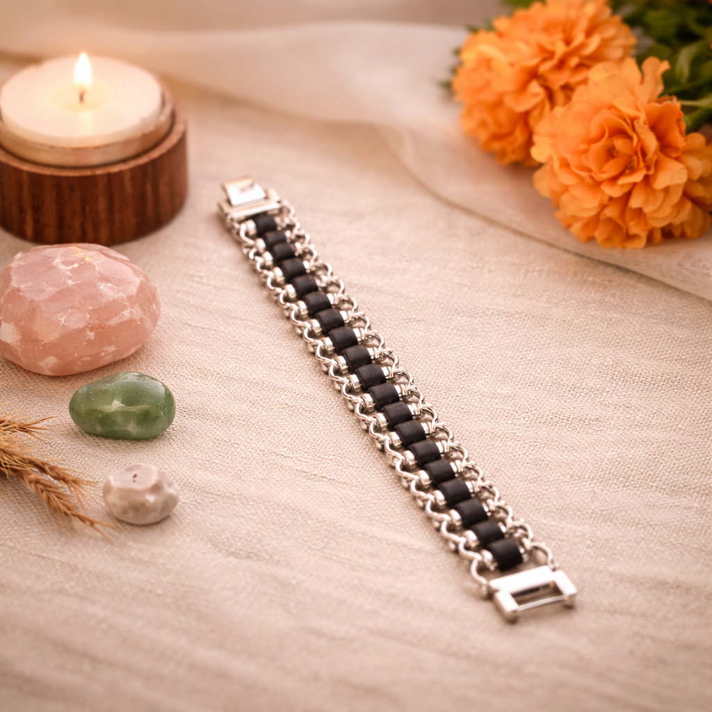 Silver Plated Karungali Modern Bracelet