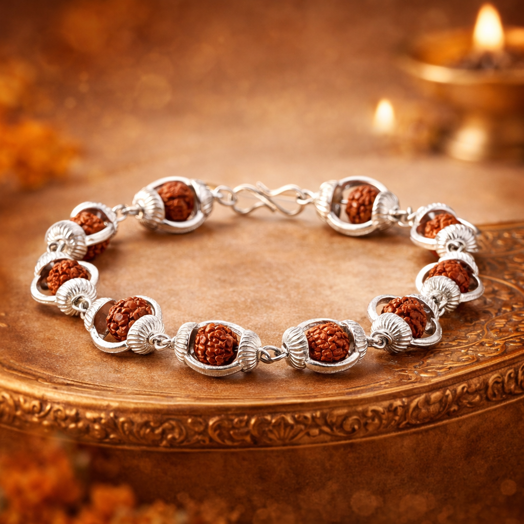 Rudraksha Bracelet With Silver Caps