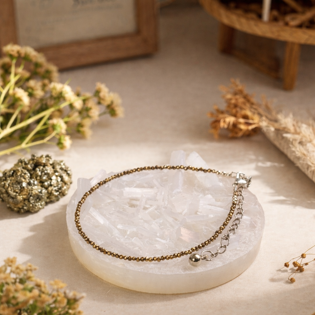 Raw Pyrite Anklet with Free Super Charger