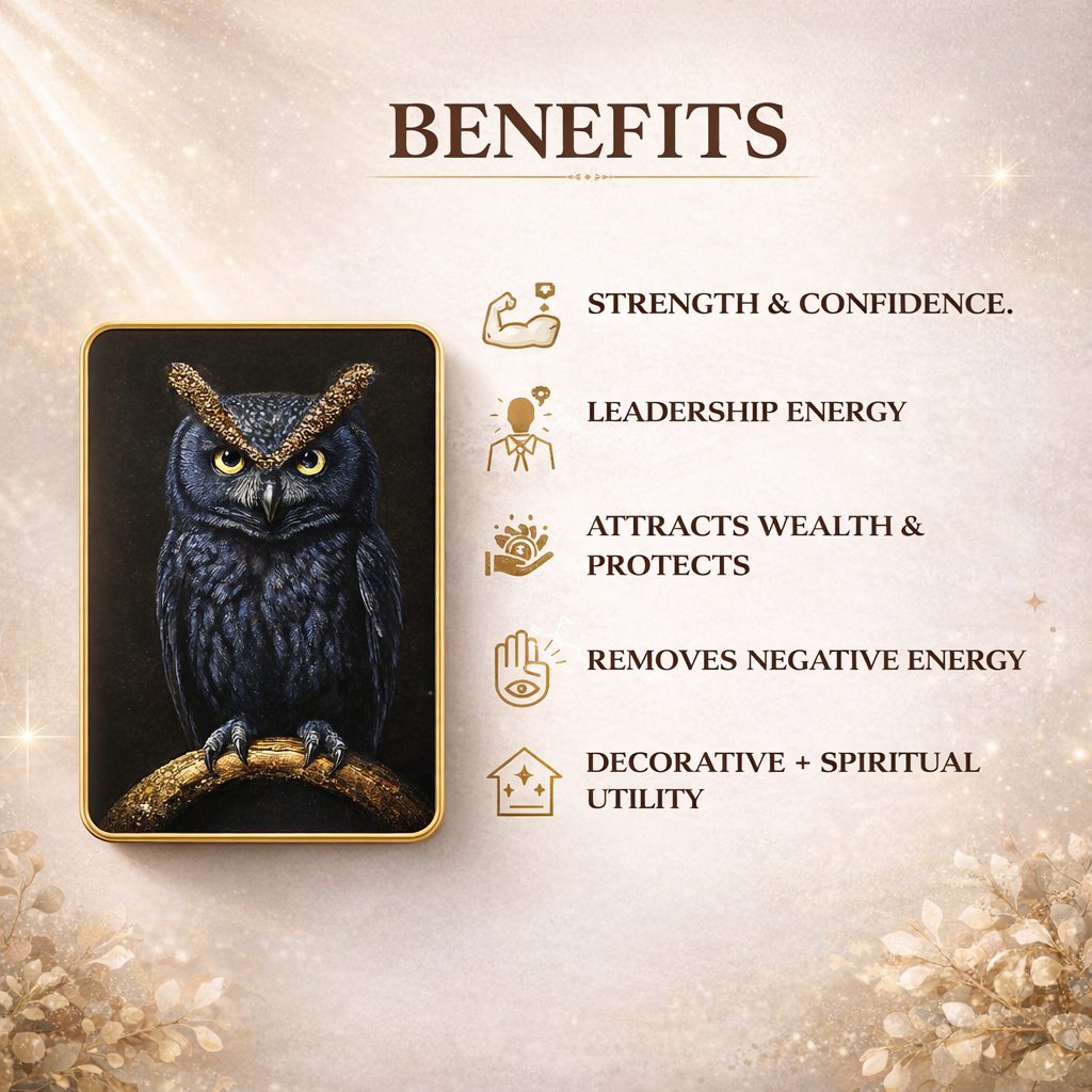 Golden Pyrite Owl Framed Premium Wall Art