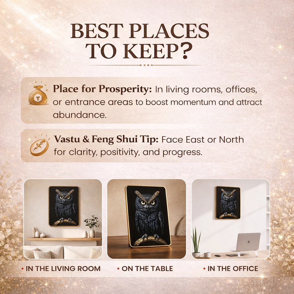 Golden Pyrite Owl Framed Premium Wall Art