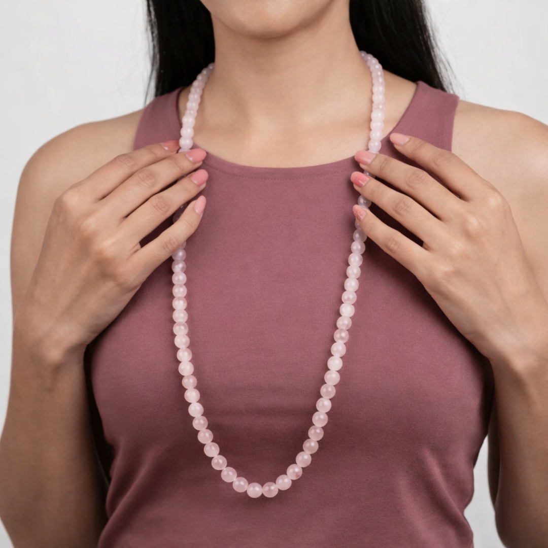 Rose Quartz Mala with 108 Beads (8mm)