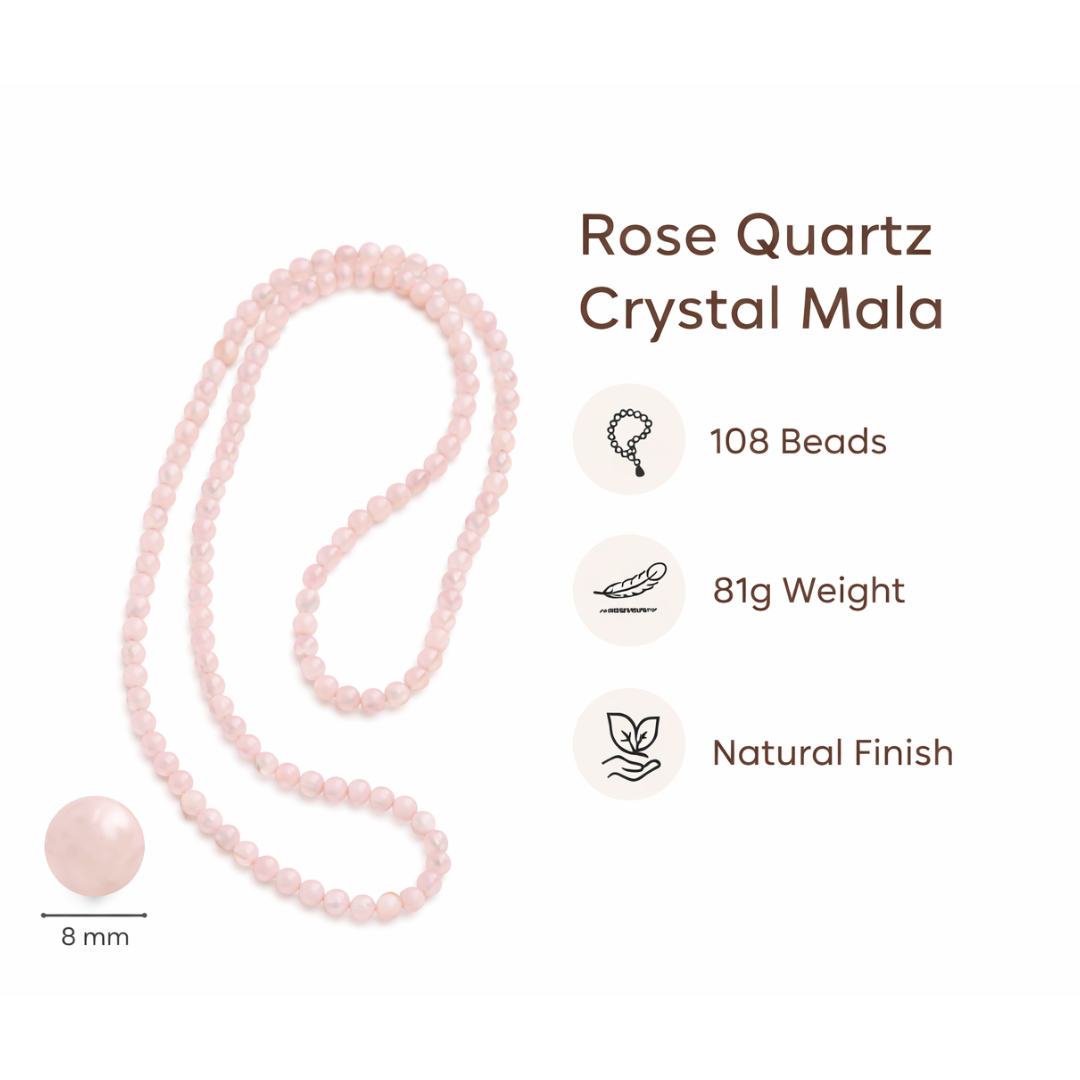 Rose Quartz Mala with 108 Beads (8mm)