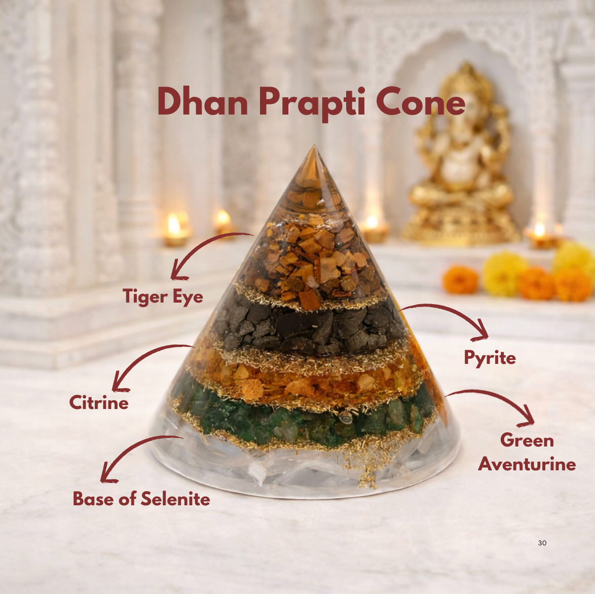 Dhan Prapti Cone with Selenite Base