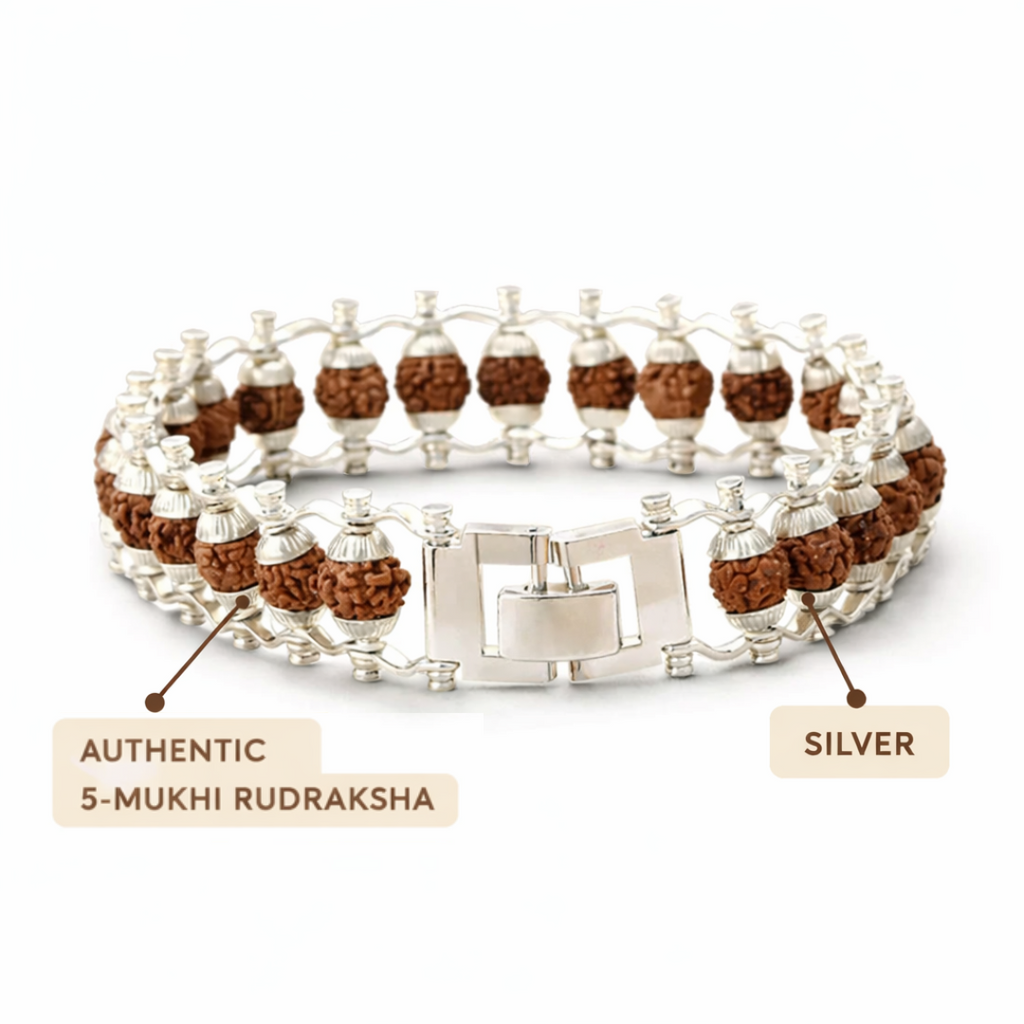 Silver Plated Modern Rudraksha Bracelet
