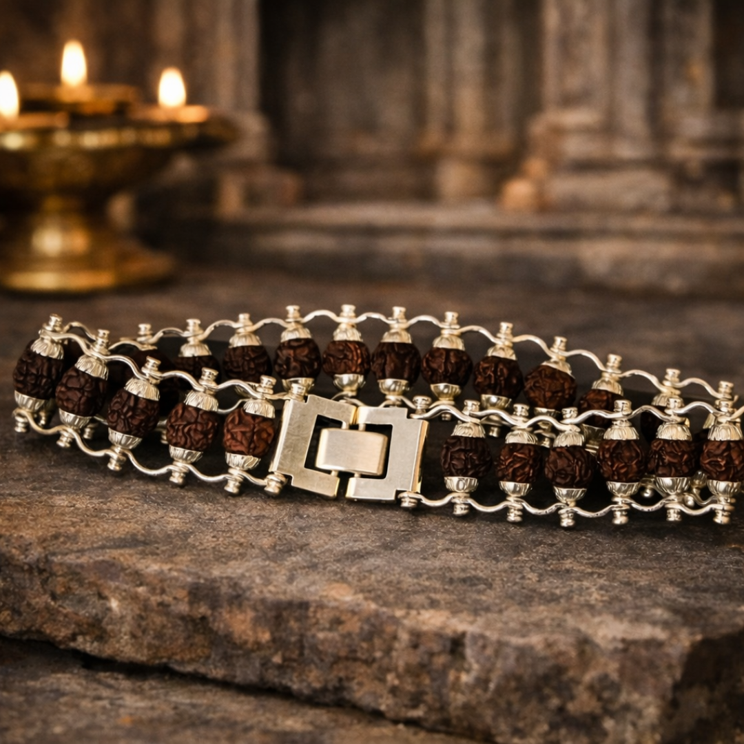 Silver Plated Modern Rudraksha Bracelet