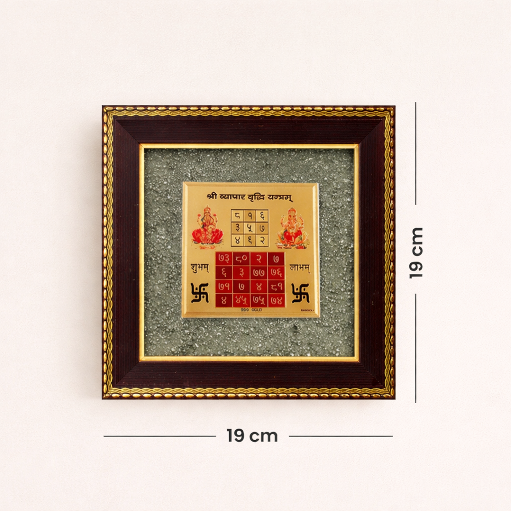 Karobar Vriddhi Yantra on Raw Pyrite Frame