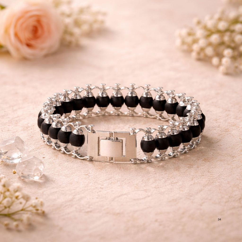 Silver Plated Karungali Modern Bracelet